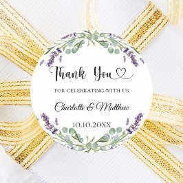 Adesivo Redondo Lavanda eucalipto obrigado de casamento