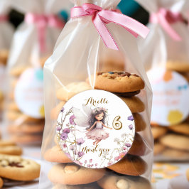 Adesivo Redondo Lavanda Fada, flor selvagem, obrigado você