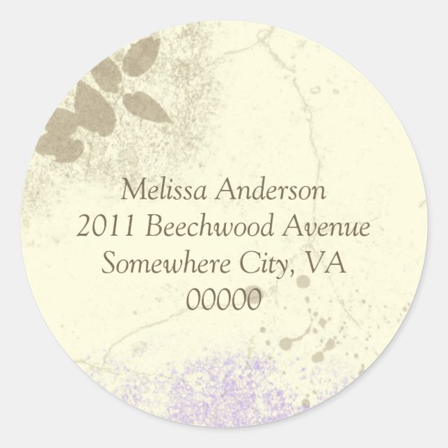 Adesivo Redondo Lavanda Floral Garden Address Sticker (Frente)
