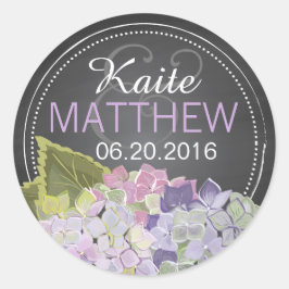 Adesivo Redondo Lavanda Hydrangea Chalkboard Wedle Label