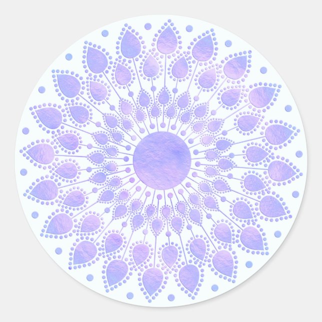 Adesivo Redondo Lavanda Lotus Floral Mandala (Frente)
