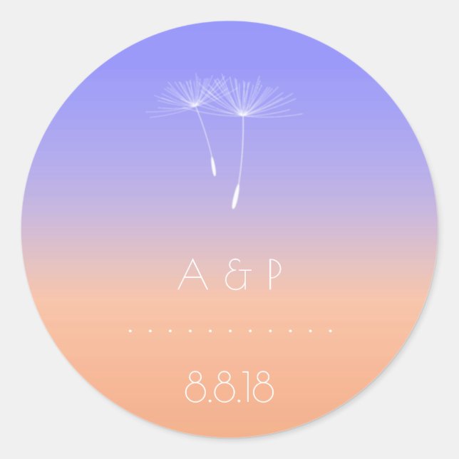 Adesivo Redondo Lavanda Peach Pastel Ombre Dandelion (Frente)