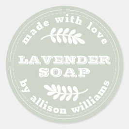 Adesivo Redondo Lavanda personalizada Sabão verde pastel
