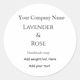Adesivo Redondo Lavanda rosa de com sabão artesanal adicionar text