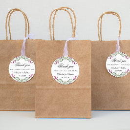 Adesivo Redondo Lavanda rosa verde obrigado de casamento