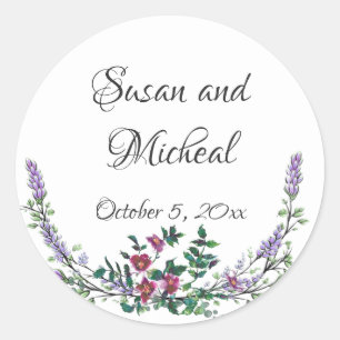 Adesivo Redondo Lavanda, Rosa vermelha e Eucalyptus