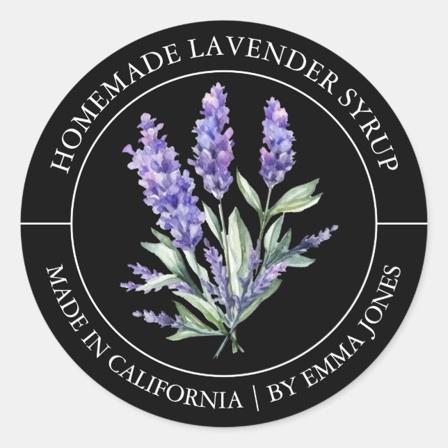 Adesivo Redondo Lavanda Rótulo moderno (Frente)