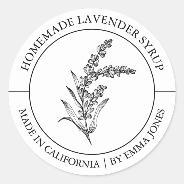 Adesivo Redondo Lavanda Rótulo moderno (Frente)