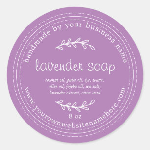 Adesivo Redondo Lavanda Roxo De Sabão Com Fio De Mão