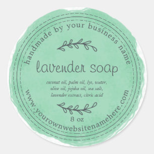 Adesivo Redondo Lavanda Russo de Sabão Feito À Mão Verde