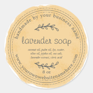 Adesivo Redondo Lavanda Russo Feita à Mão Sabor Aquarela Amarelo