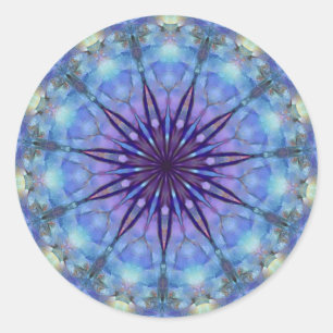 Adesivo Redondo Lavanda Starburst Mandala Round