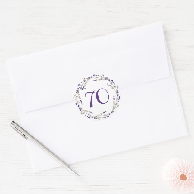 Adesivo Redondo Lavanda Wreath para 70 (Envelope)
