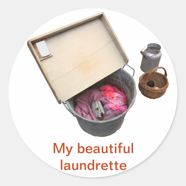 Adesivo Redondo lavanderia velha (Frente)