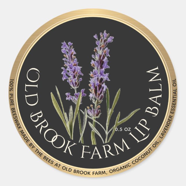 Adesivo Redondo Lavender Beeswax Lip Balm Classic Round Sticker (Frente)