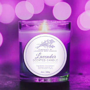 Adesivo Redondo Lavender botanic art scented candle ingredients