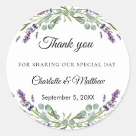 Adesivo Redondo Lavender eucalyptus wedding thank you