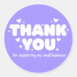 Adesivo Redondo Lavender Hearts Thank You Business Sticker 