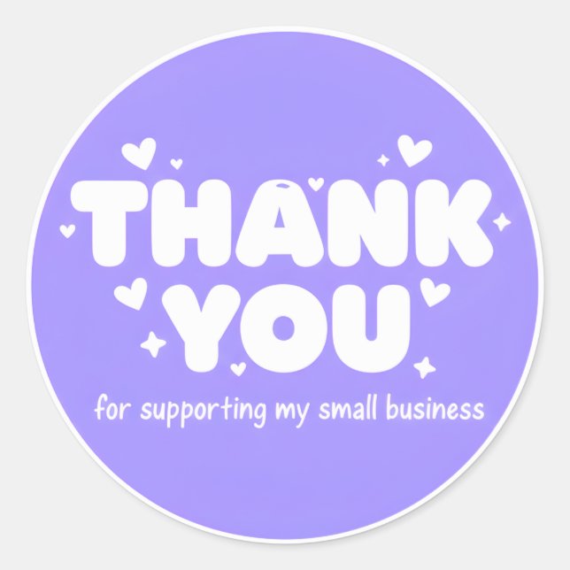 Adesivo Redondo Lavender Hearts Thank You Business Sticker  (Frente)