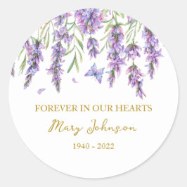 Adesivo Redondo Lavender Memorial Funeral Classic Round Sticker