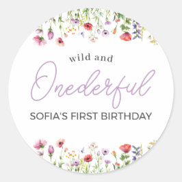 Adesivo Redondo Lavender Wildflower 1st Birthday