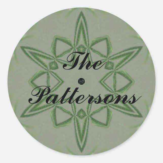 Adesivo Redondo LavishlyOn Customizable Green Celtic Knot Star (Frente)