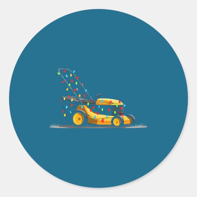 Adesivo Redondo Lawn Mower Christmas Graphics Lights Lover Mowing  (Frente)