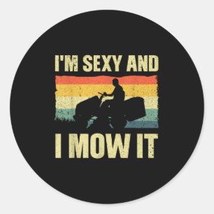Adesivo Redondo Lawn Mower Novelelty Para Homens Mulheres Crianças