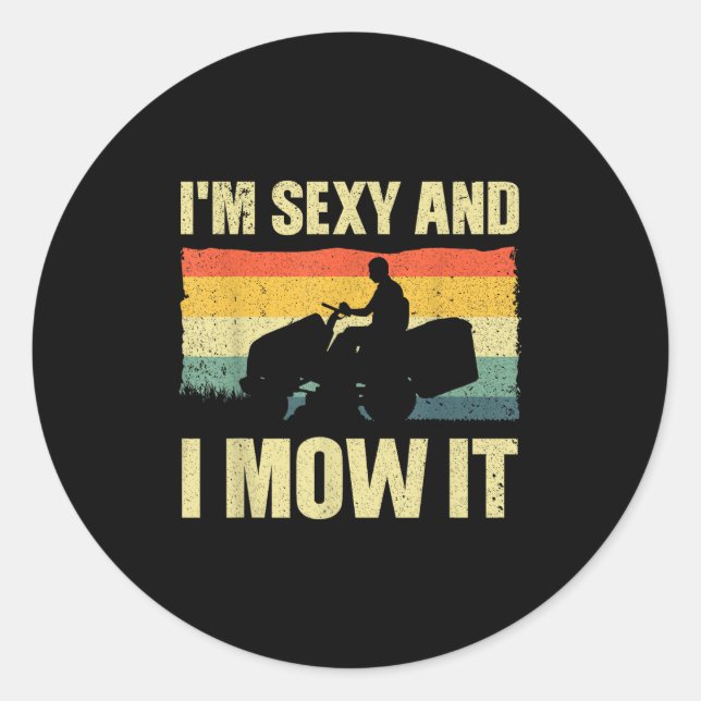 Adesivo Redondo Lawn Mower Novelelty Para Homens Mulheres Crianças (Frente)