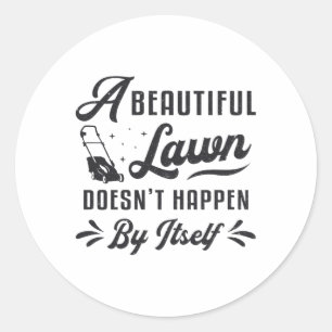 Adesivo Redondo Lawn Mower Um Belo Jardinagem