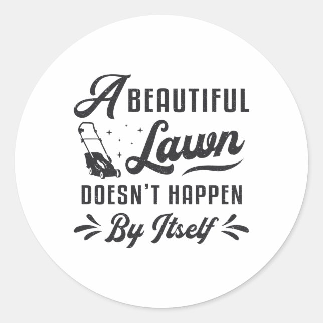 Adesivo Redondo Lawn Mower Um Belo Jardinagem (Frente)