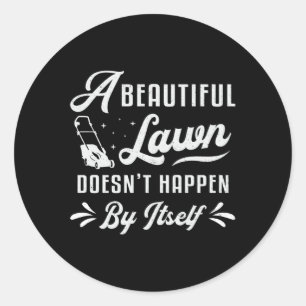 Adesivo Redondo Lawn Mower Um Belo Jardineiro Amarrando