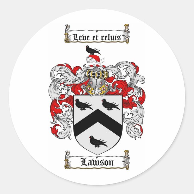ADESIVO REDONDO LAWSON FAMILY CREST - CASACO DE ARMAS DE LAWSON (Frente)