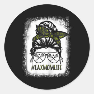 Adesivo Redondo Lax Mamãe Camisa Engraçada Lacrosse Mamãe Camisa C