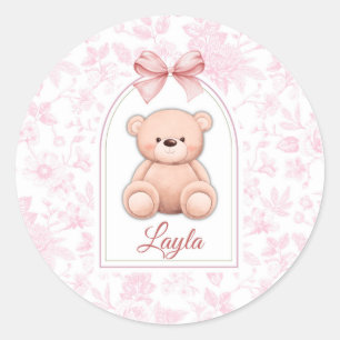 Adesivo Redondo Layla Design de Enfermeiro de Urso Rosa Personal