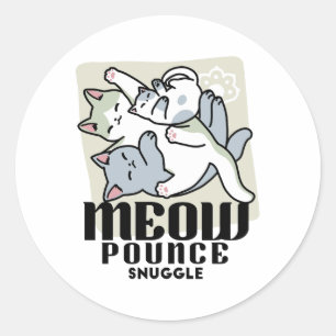 Adesivo Redondo Lazer - Design de Gatos Preguiçosos