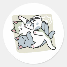 Adesivo Redondo Lazer - Design de Gatos Preguiçosos