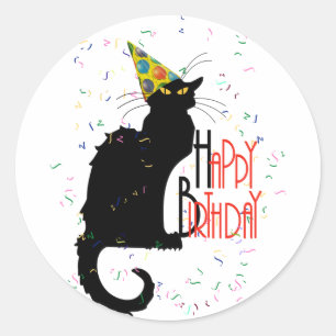 Adesivo Redondo Le Chat Noir - FELIZ ANIVERSÁRIO!
