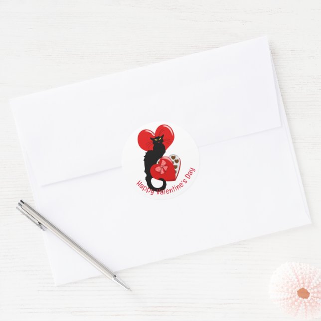 Adesivo Redondo Le Chat Noir Heart Candy Valentine's Day  (Envelope)