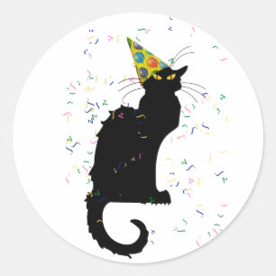 Adesivo Redondo Le Chat Party Hat & Confetti
