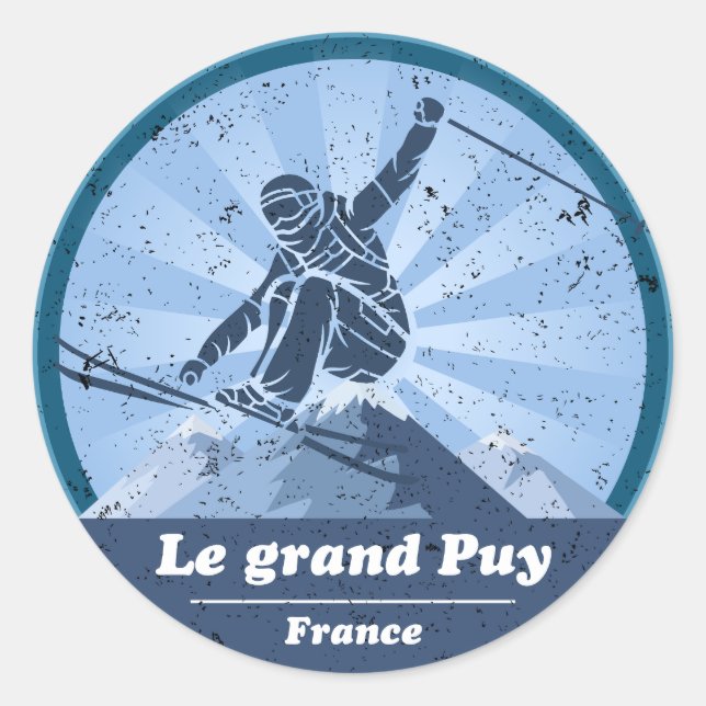 Adesivo Redondo Le grand Puy en Champsaur Skieur (Frente)