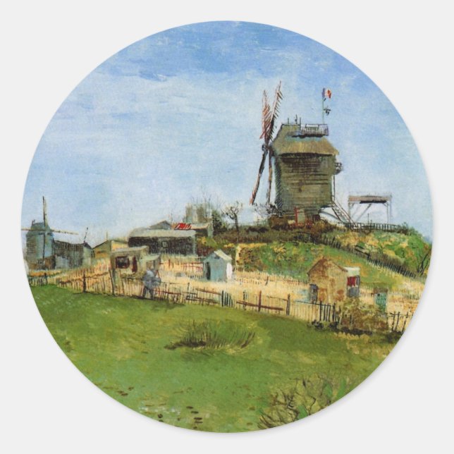 Adesivo Redondo Le Moulin de la Galette por Vincent van Gogh (Frente)