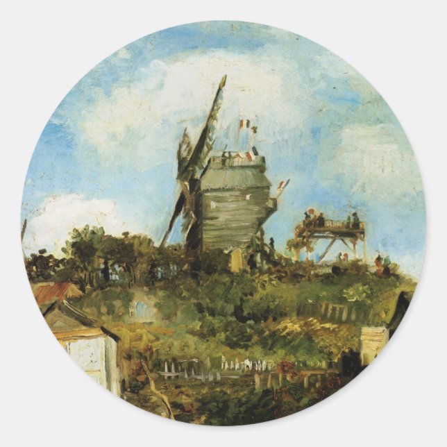 Adesivo Redondo Le Moulin de la Galette por Vincent van Gogh (Frente)