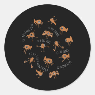 Adesivo Redondo Le Poisson Steve Funny Fish Meme _1