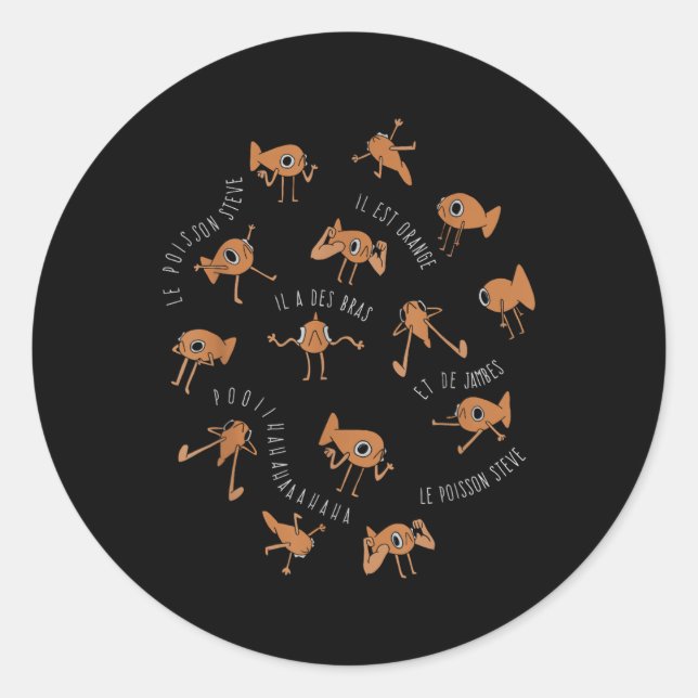 Adesivo Redondo Le Poisson Steve Funny Fish Meme _1 (Frente)