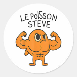 Adesivo Redondo Le Poisson Steve Funny Muscular Fish Cartoon
