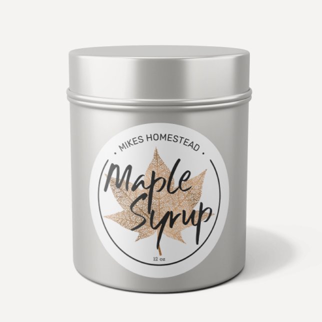 Adesivo Redondo Leaf de Maple de Copper Maple do Rótulo do Xarope  (Criador carregado)