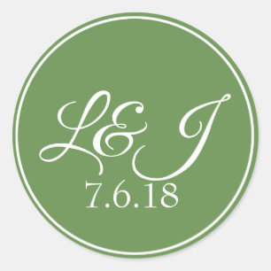 Adesivo Redondo Leaf Green & White Casais Initórios e Data de Casa