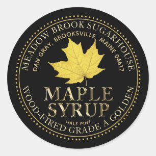 Adesivo Redondo Leaf Maple Amarelo - Fonte Dourada Metálica Xarope