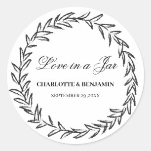 Adesivo Redondo Leaf Wreath Simple Mason Jar Wedding Labs Favorito